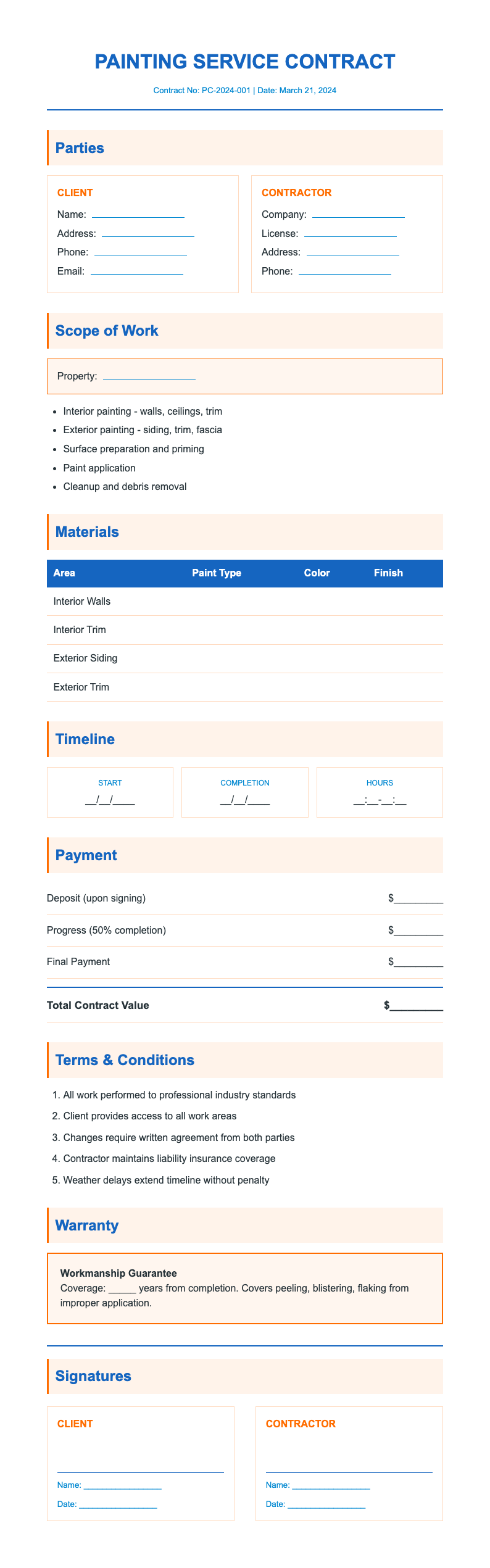 Travel Itin painting contract